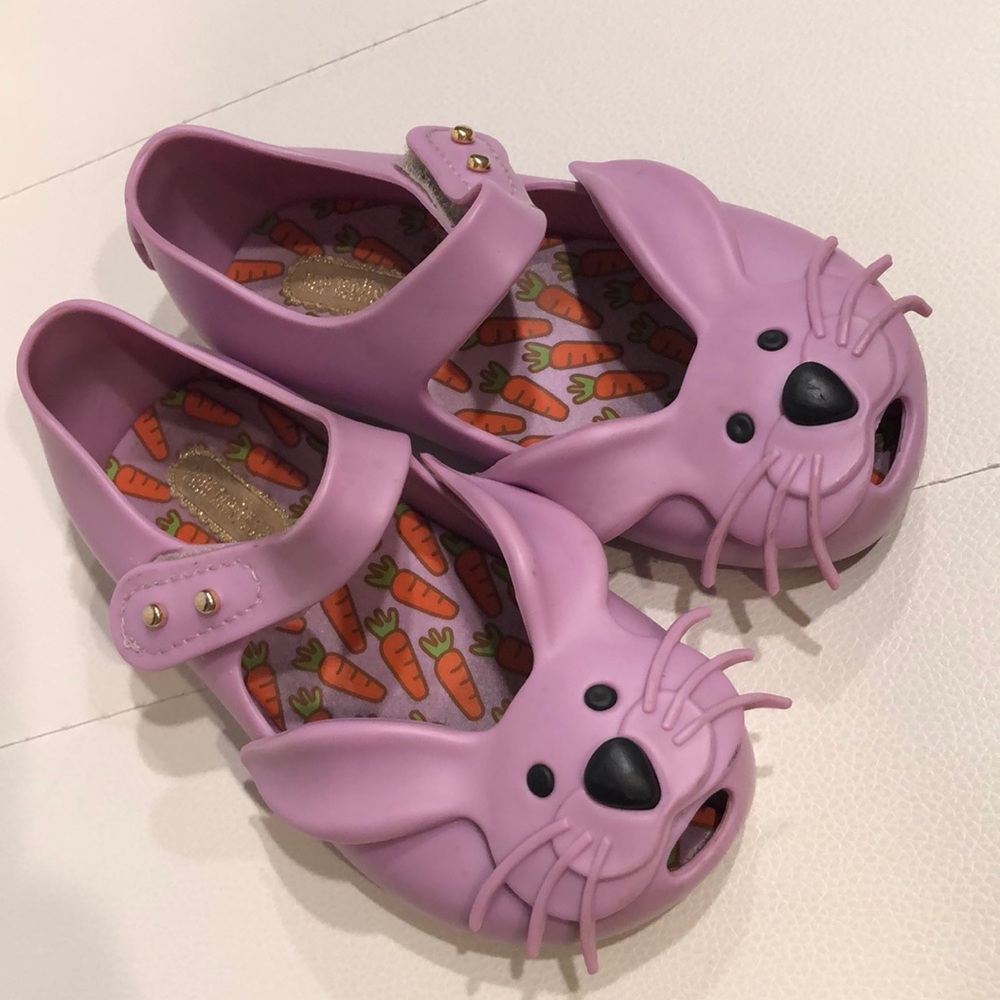 Mini Melissa Utragirl Purple 🐰 Bunny Maryjane Jelly Shoes 8